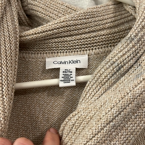 Calvin Klein Tan Cowl Neck Cotton Blend Sweater - Picture 3 of 6